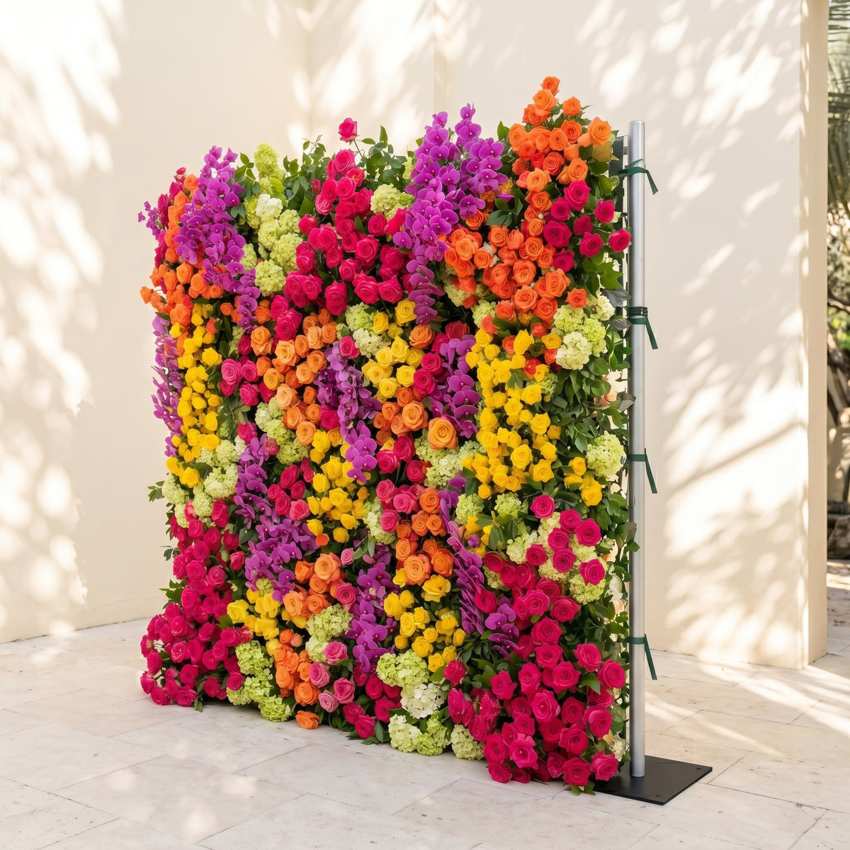 Valnella:5D Rainbow Tropical Mixed Bright Tone Silk Rose Flower Wall Roll-Up Fabric Backdrop for Romantic Weddings & Proposals Free Shipping