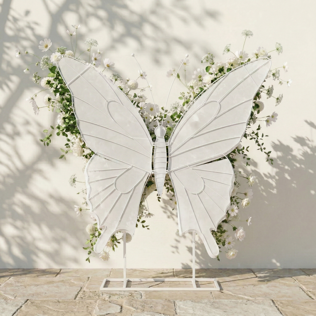 Velmora: Exquisite Ivory Butterfly-Shaped Flower Wall for Birthday & Anniversary Decor Free Shipping
