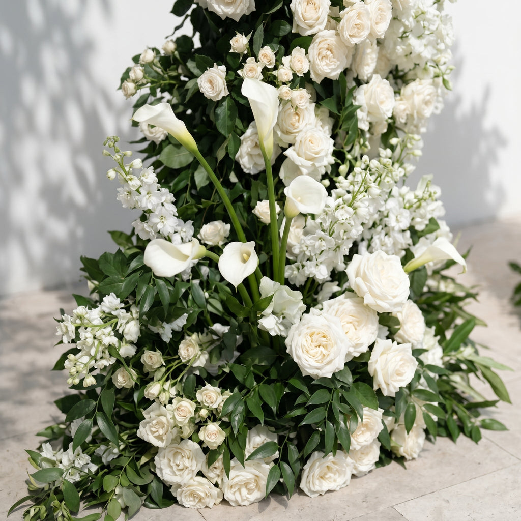 Vesperelia Floral Arch: Classic Luxury White & Green Floral Arch for Outdoor and Church Weddings & Events Decor Incuding Frame | Wedding Floral Decor