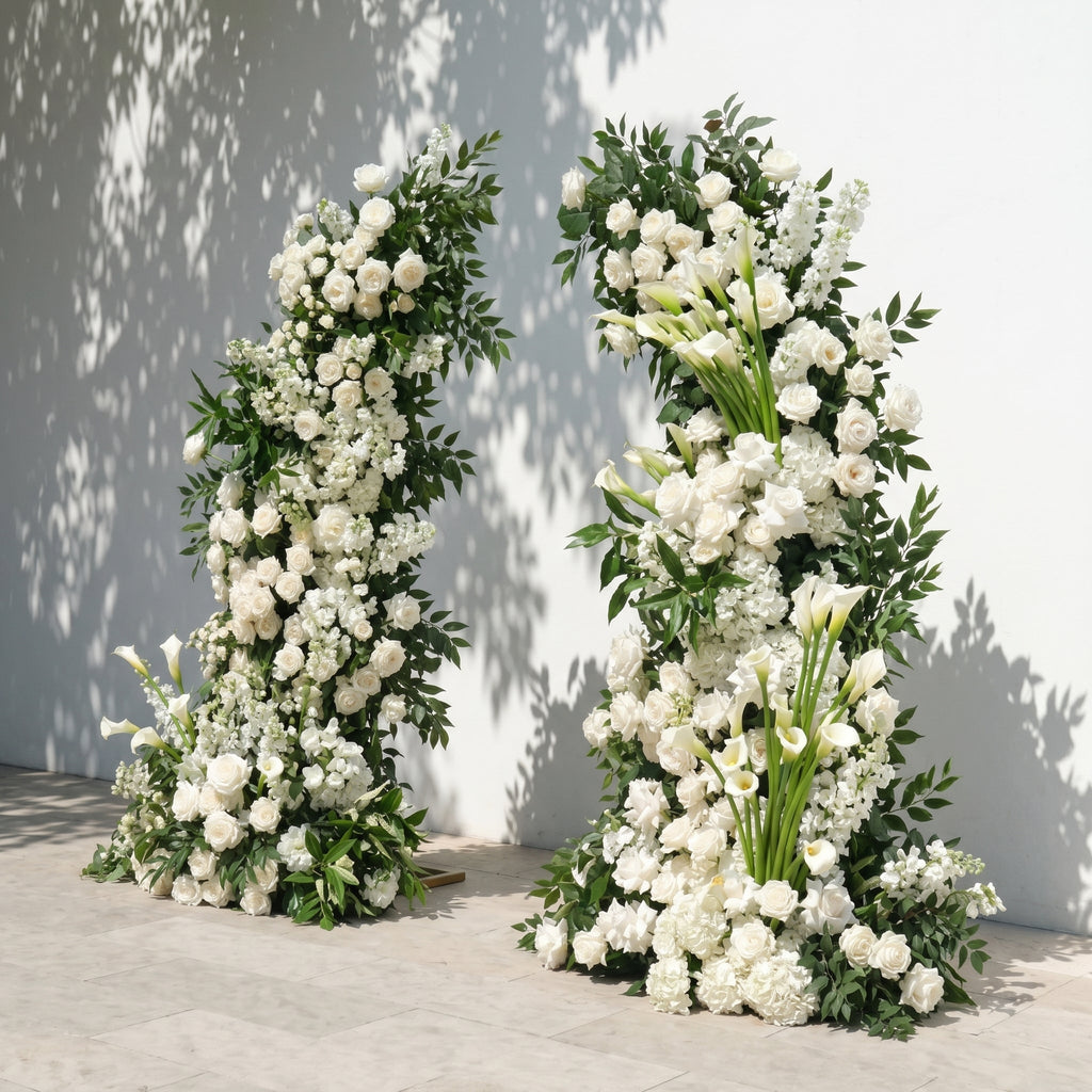 Vesperelia Floral Arch: Classic Luxury White & Green Floral Arch for Outdoor and Church Weddings & Events Decor Incuding Frame | Wedding Floral Decor