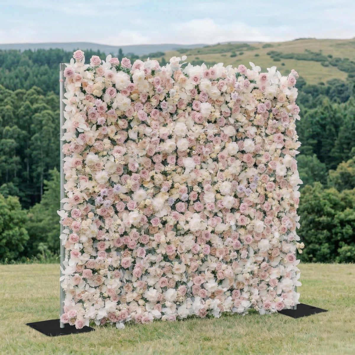 Vexira: 3D Dusty Pink Silk Rose Flower Wall Roll-Up Fabric Backdrop for Romantic Weddings & Proposals Free Shipping