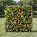 Violetta: Luxury 5D Sunflower & Cream Rose Silk Floral Wall Roll-Up Fabric Backdrop for Garden Weddings & Events Free Shipping