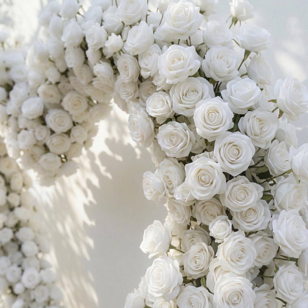Virellea: Heart-Shaped Pure White Silk Rose Floral Arch Arrangement for Elegant Wedding Ceremonies | Ceremony & Event Decor