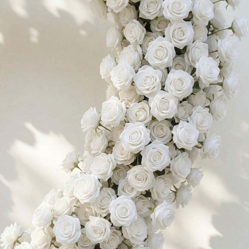 Virellea: Heart-Shaped Pure White Silk Rose Floral Arch Arrangement for Elegant Wedding Ceremonies | Ceremony & Event Decor