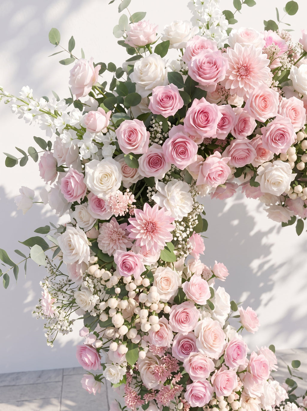 Yarsola:  Heart-Shaped Floral Arch for Elegant Garden Wedding & Proposal Party — floral detail