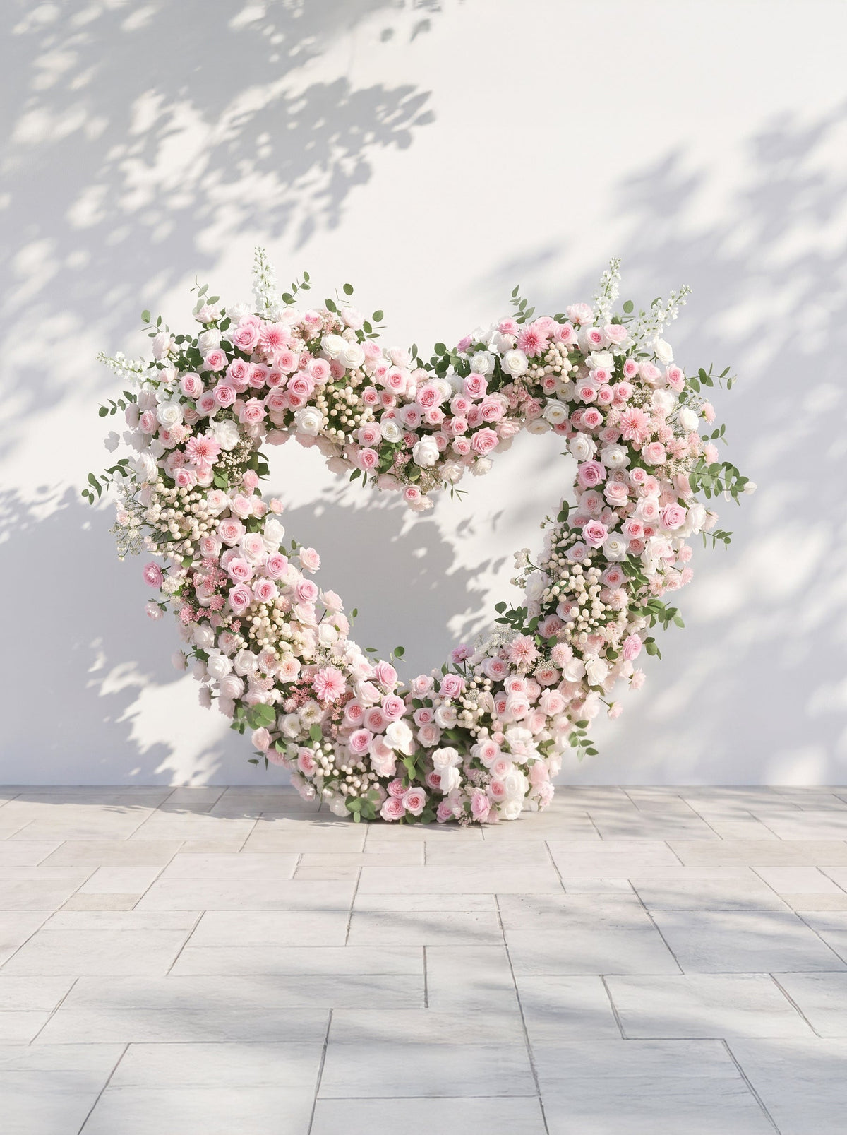 Yarsola:  Heart-Shaped Floral Arch for Elegant Garden Wedding & Proposal Party — front view
