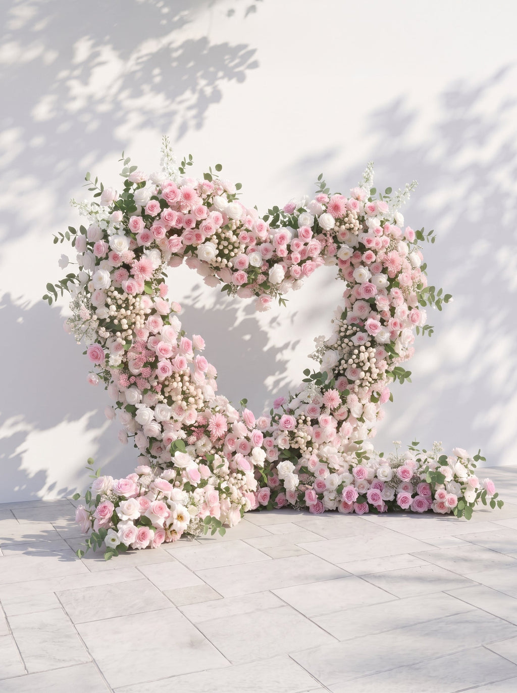 Yarsola:  Heart-Shaped Floral Arch for Elegant Garden Wedding & Proposal Party — left view
