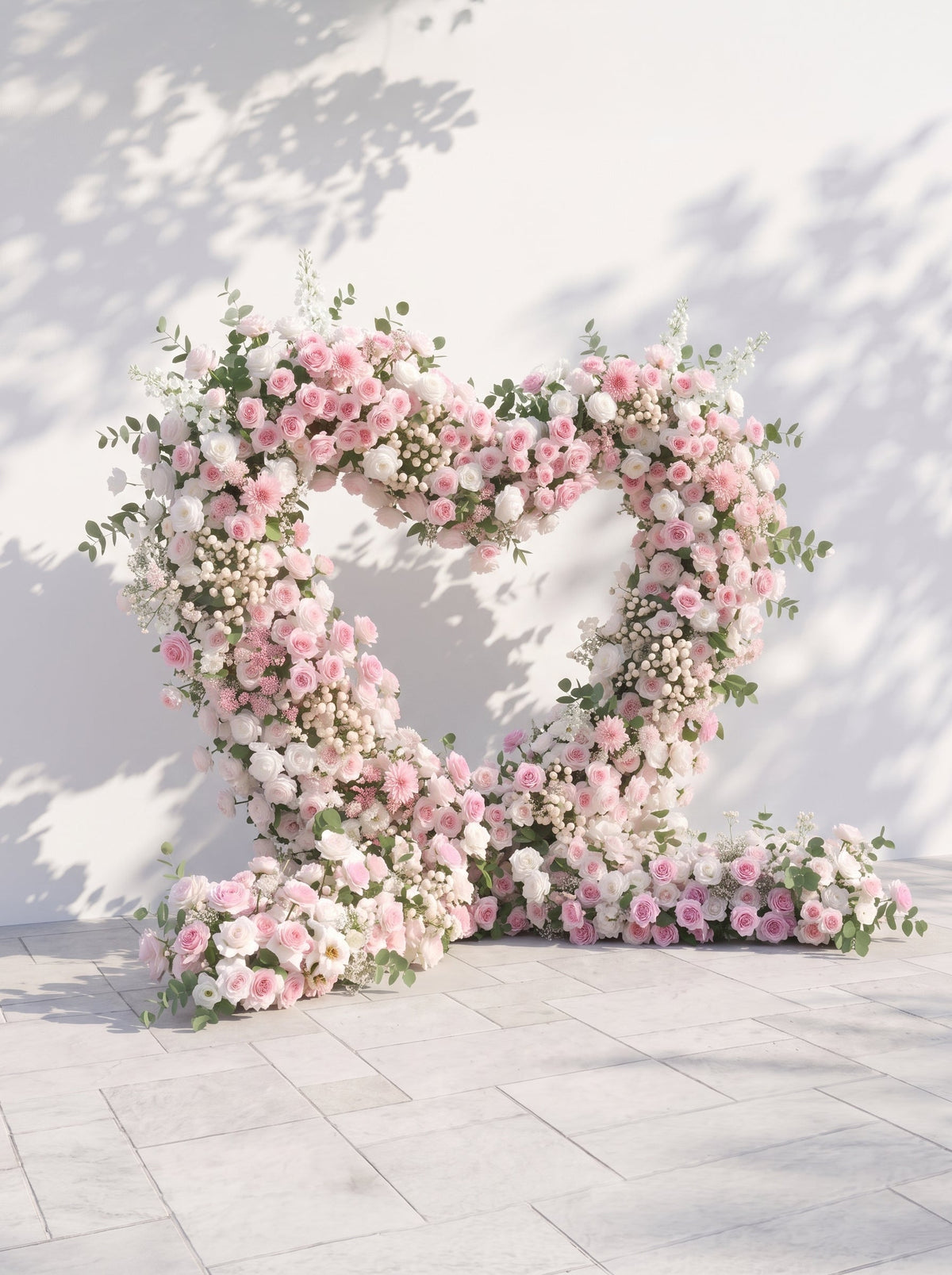 Yarsola:  Heart-Shaped Floral Arch for Elegant Garden Wedding & Proposal Party — left view