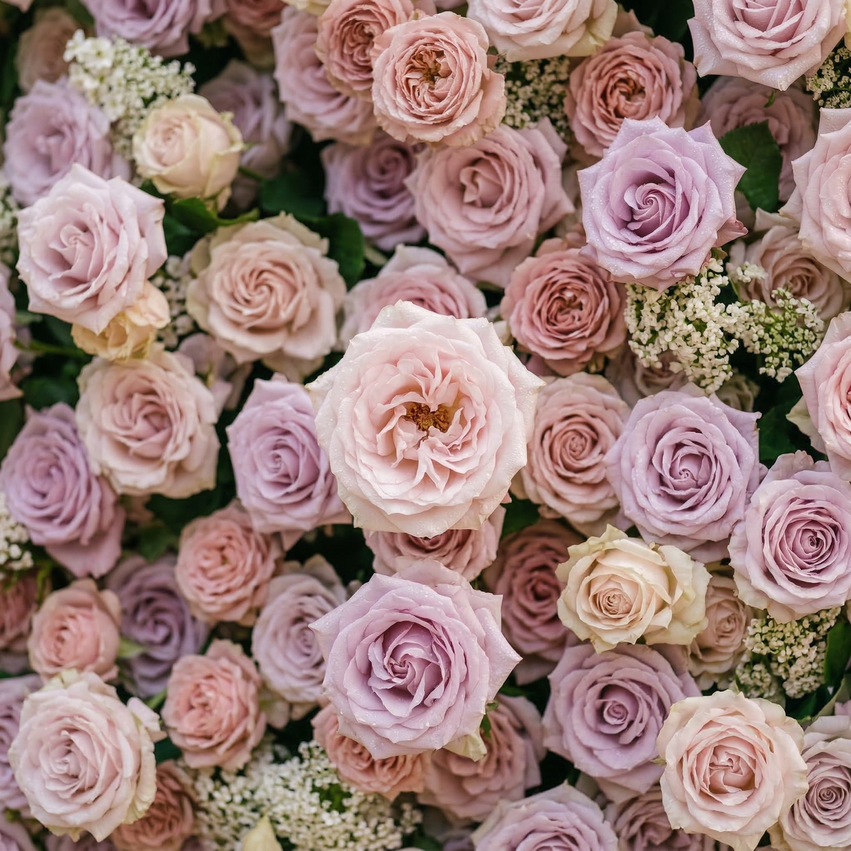 Yavelle: 5D Soft Pink & Light Lavender Silk Rose Flower Wall Roll-Up Fabric Backdrop for Elegant Weddings Free Shipping