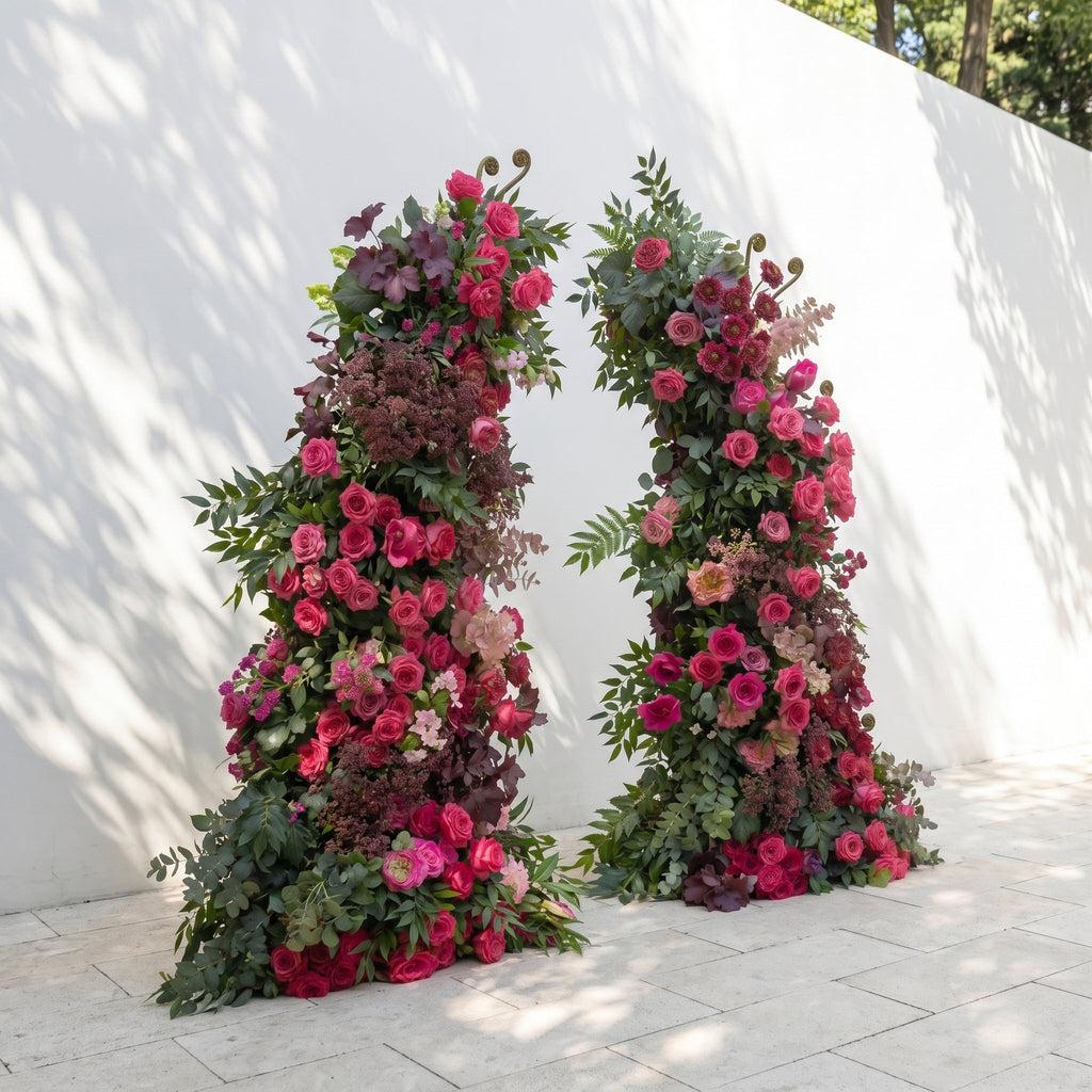 Zarenette Horn Arch: 2026 New Luxury Floral Arch with Red & Pink Roses and Greenery Floral Arch for Weddings & Events & Events Decor Incuding Frame | Event Floral Decor