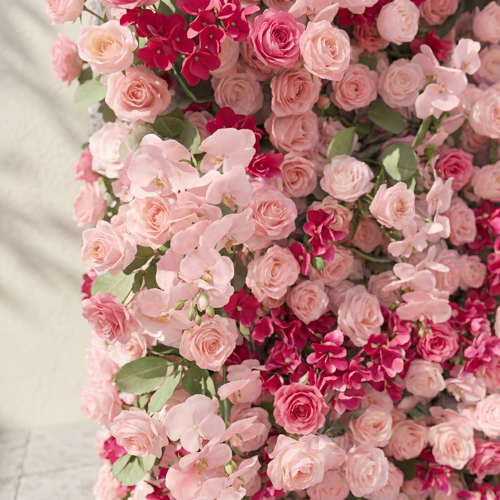 Zarlyra:Luxury 5D Ombre Hot Pink & Blush Silk Floral Wall Roll-Up Backdrop for Vibrant Romantic Weddings | Wedding & Celebration Collection | Free Shipping
