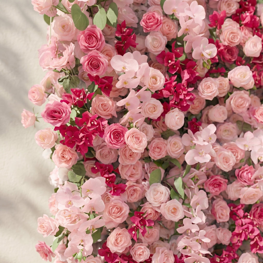 Zarlyra:Luxury 5D Ombre Hot Pink & Blush Silk Floral Wall Roll-Up Backdrop for Vibrant Romantic Weddings | Wedding & Celebration Collection | Free Shipping