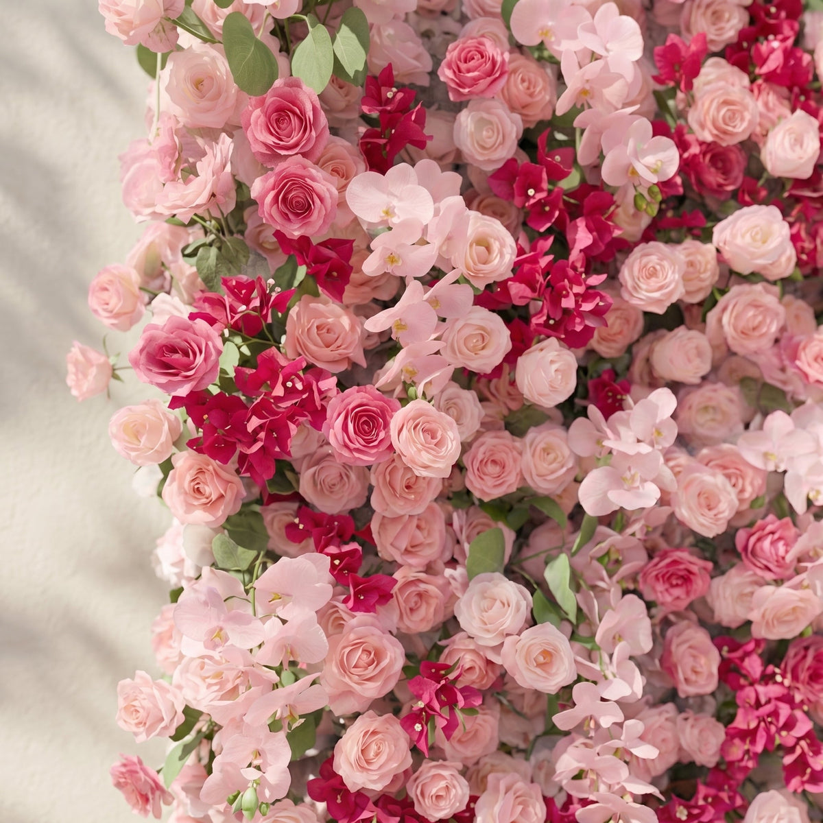 Zarlyra:Luxury 5D Ombre Hot Pink & Blush Silk Floral Wall Roll-Up Backdrop for Vibrant Romantic Weddings | Wedding & Celebration Collection | Free Shipping