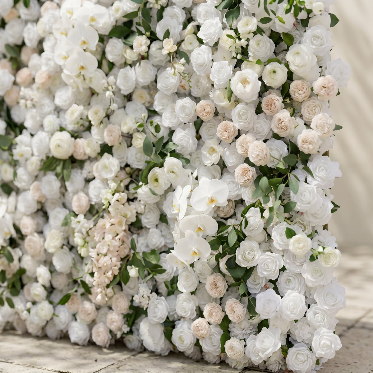 Zelloria:5D Ivory White & Cream White Silk Rose Flower Wall Roll-Up Fabric Backdrop for Romantic Weddings & Proposals | Wedding & Celebration Collection | Free Shipping