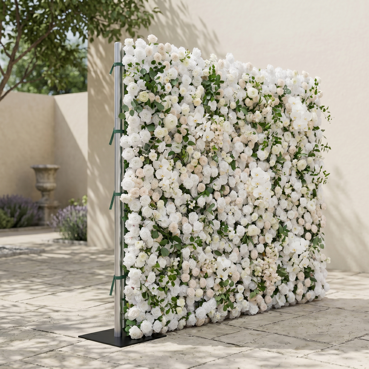 Zelloria:5D Ivory White & Cream White Silk Rose Flower Wall Roll-Up Fabric Backdrop for Romantic Weddings & Proposals | Wedding & Celebration Collection | Free Shipping