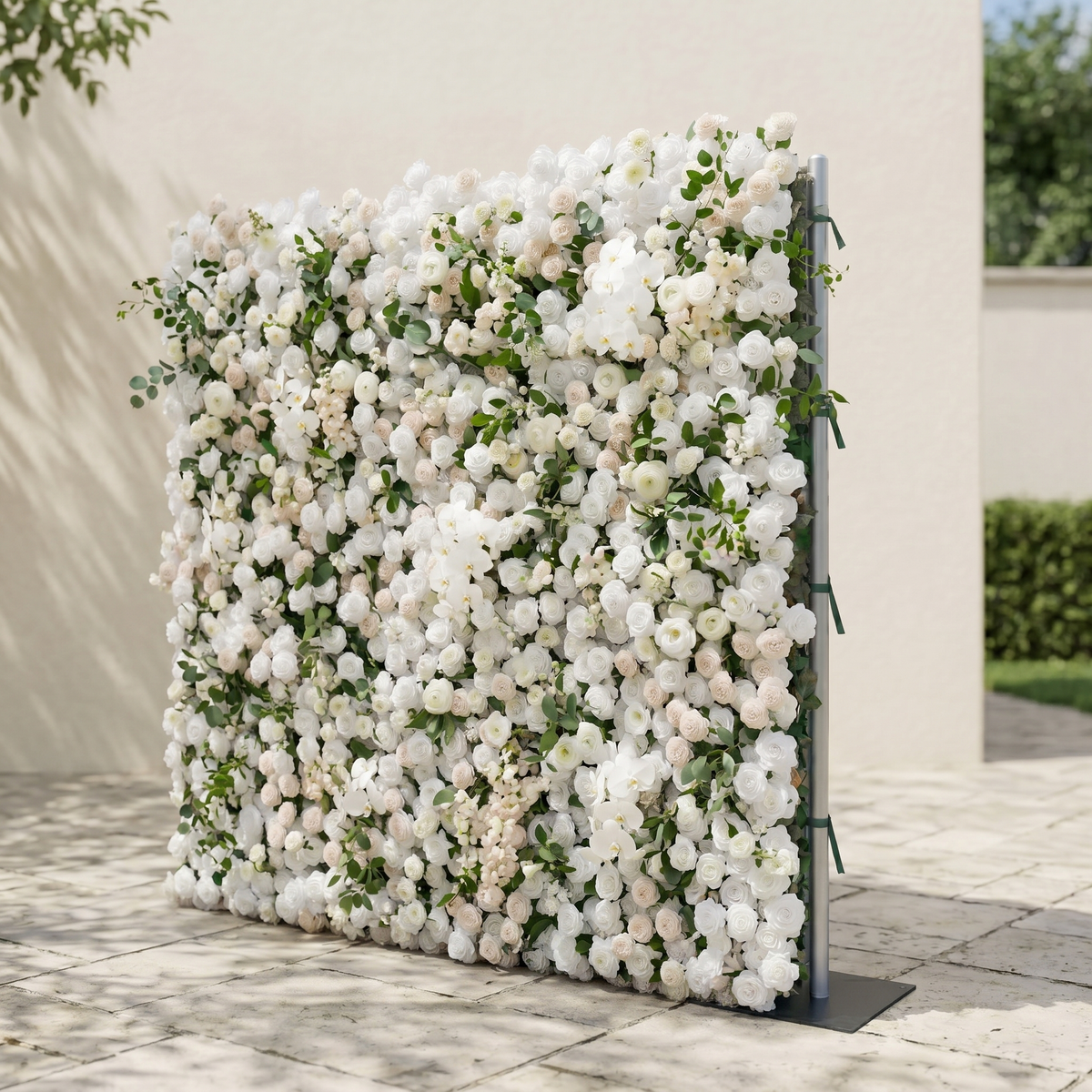 Zelloria:5D Ivory White & Cream White Silk Rose Flower Wall Roll-Up Fabric Backdrop for Romantic Weddings & Proposals | Wedding & Celebration Collection | Free Shipping