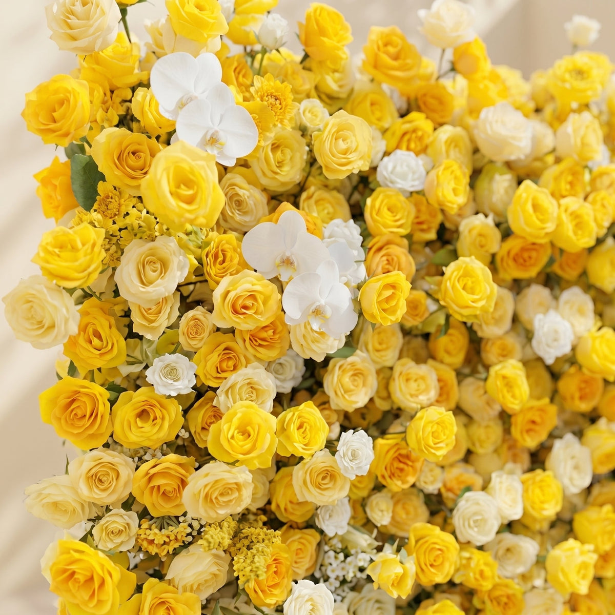 Zorova: Luxury 5D Lemon Yellow & White Silk Floral Wall Backdrop for Vibrant Summer Events Free Shipping