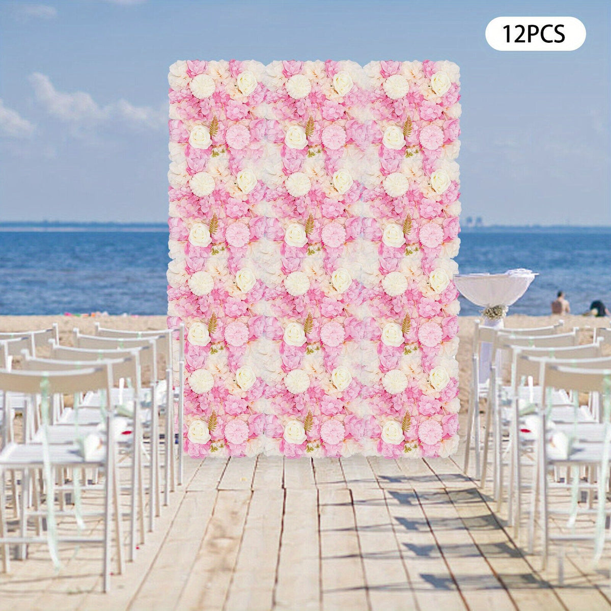 Set of 12 Floral Wall Panels, 15X15 Inch Rose Decor, Artificial Flower Backdrop for Weddings, Parties, And Home Decoration