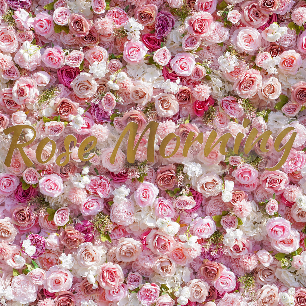 Flower Wall,Artificial Flower,Rolling Up Curtain Flower Wall,Aapo: 3D Fabric Artificial Flower Wall Rolling Up Curtain Flower Wall R110 - 8ft*8ft,Rose Morning