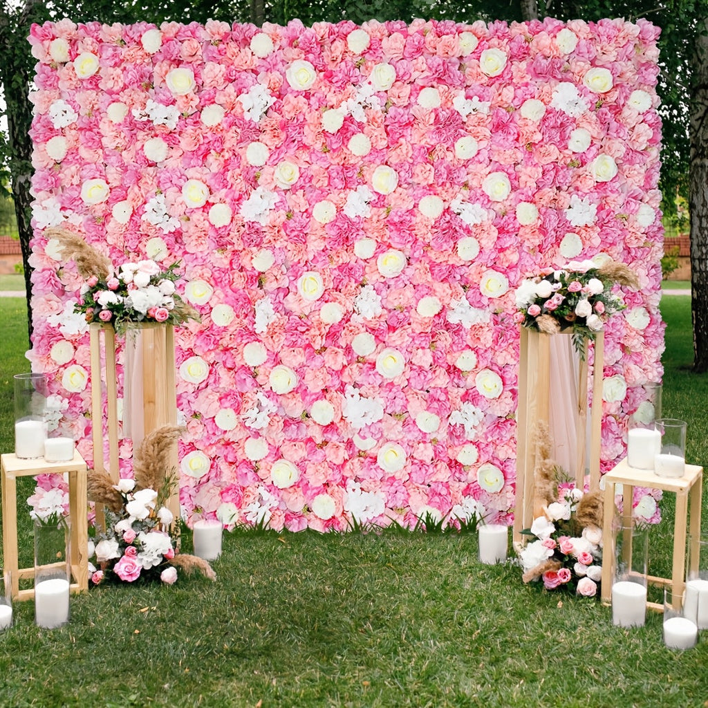 24pcs 5ft*7.48ft Artificial Floral Panels Wall Decor Easy to Assemble Reusable Suitable for Weddings Party Home Decorations