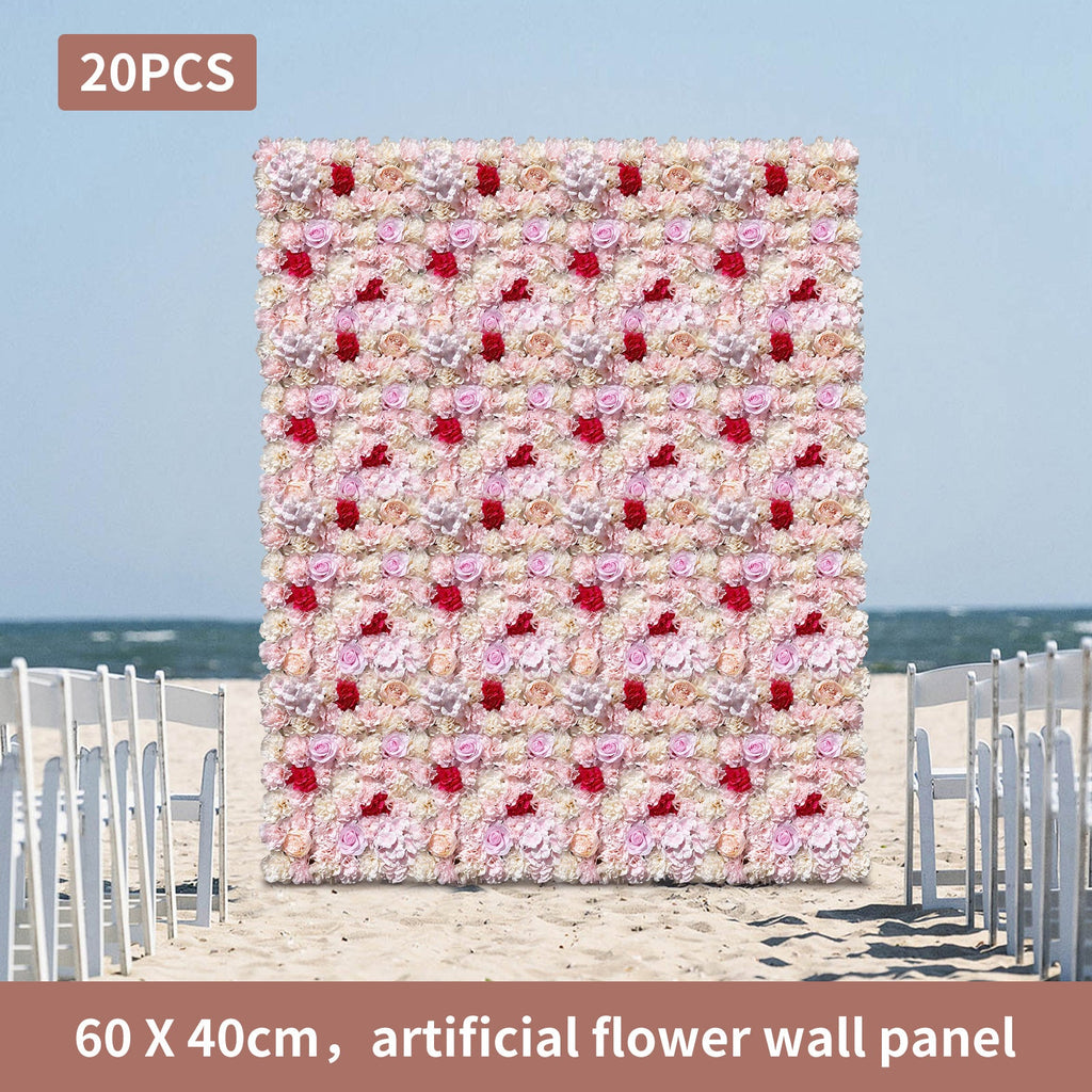 Artificial Flower Wall Panel, Faux Greenery Backdrop for Wedding Party Home Decor, Realistic Fake Plant Wall, Easy to Install And Maintain, Flower Wall, Decoration, Used in Wedding Sites, Photography Buildings, Clothing Stores, Home Walls, Hotels