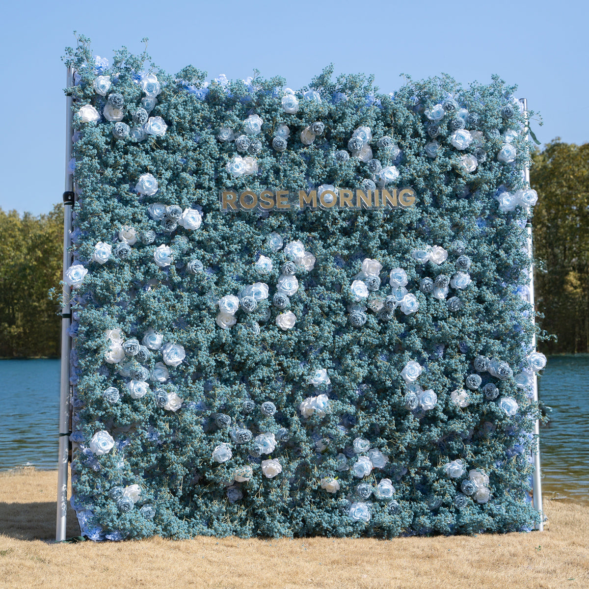 Blue Baby Breath：3D Fabric Artificial rolling up curtain flower wall Free Shipping