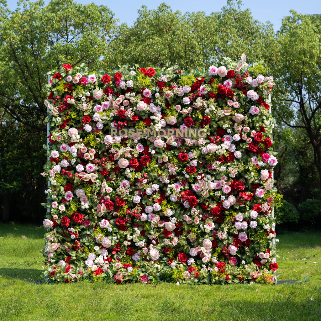 Bonjour：5D Fabric Artificial zip up curtain flower wall 8ft*8ft Free Shipping