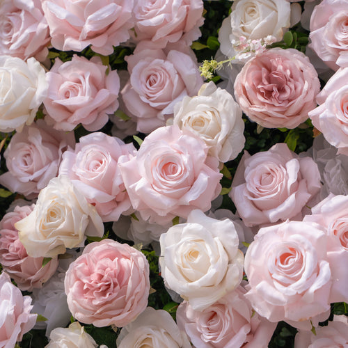 Caius: Luxury 5D Cream & Blush Silk Floral Wall Roll-Up Fabric Backdrop for Dreamy Garden Weddings & Bridal Showers | Wedding & Celebration Collection | Free Shipping