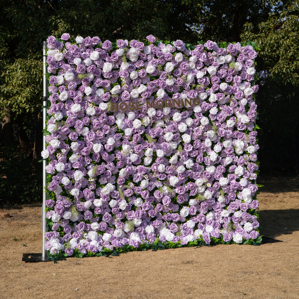 Calista: Luxury 3D Lilac & Cream Silk Floral Wall Roll-Up Fabric Backdrop for Dreamy Weddings & Bridal Showers Free Shipping
