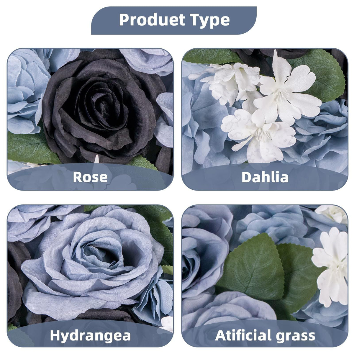 12-Pack 15x15 Inch Artificial Rose Flowers Panel | Wall Panels for Wedding, Photography, Party & Event Decorations, Made of Plastic by TROPOW