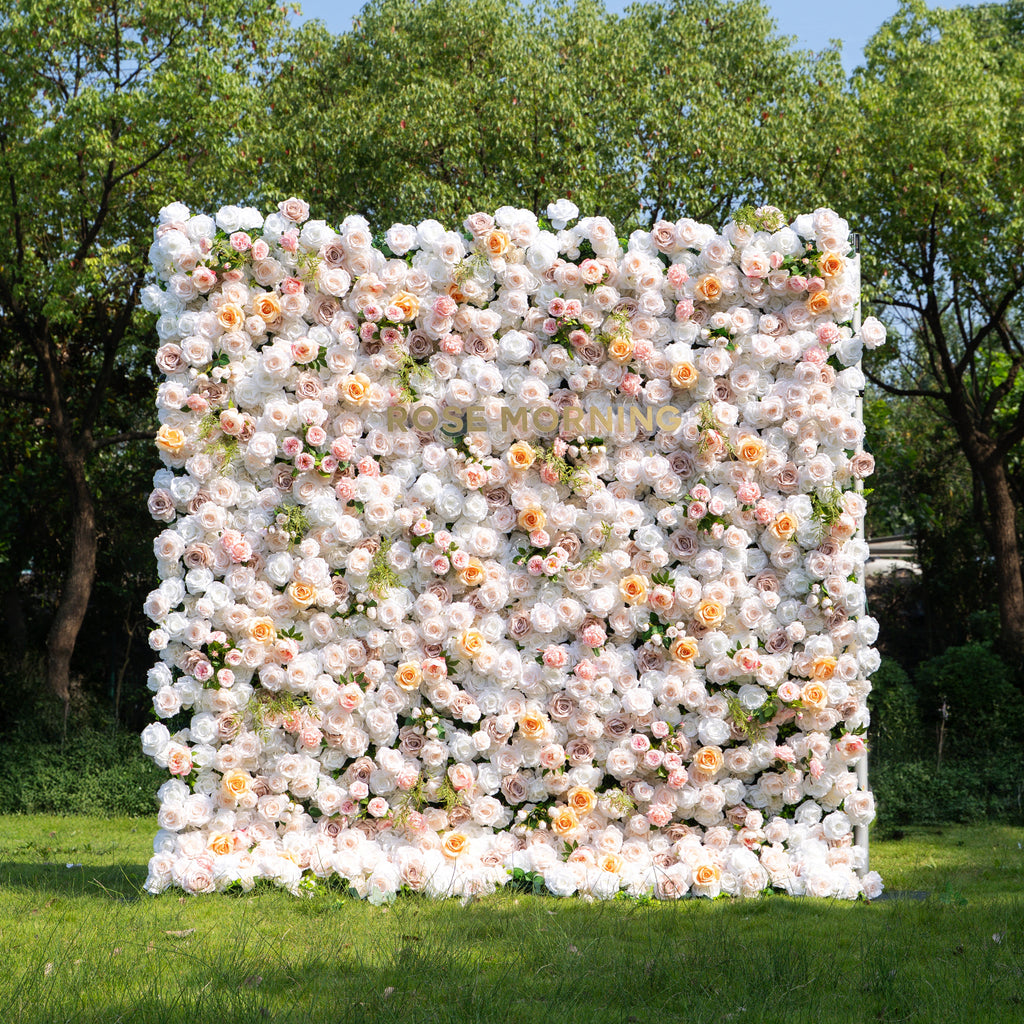 Corissa：5D Fabric Artificial zip up curtain flower wall 8ft*8ft Free Shipping