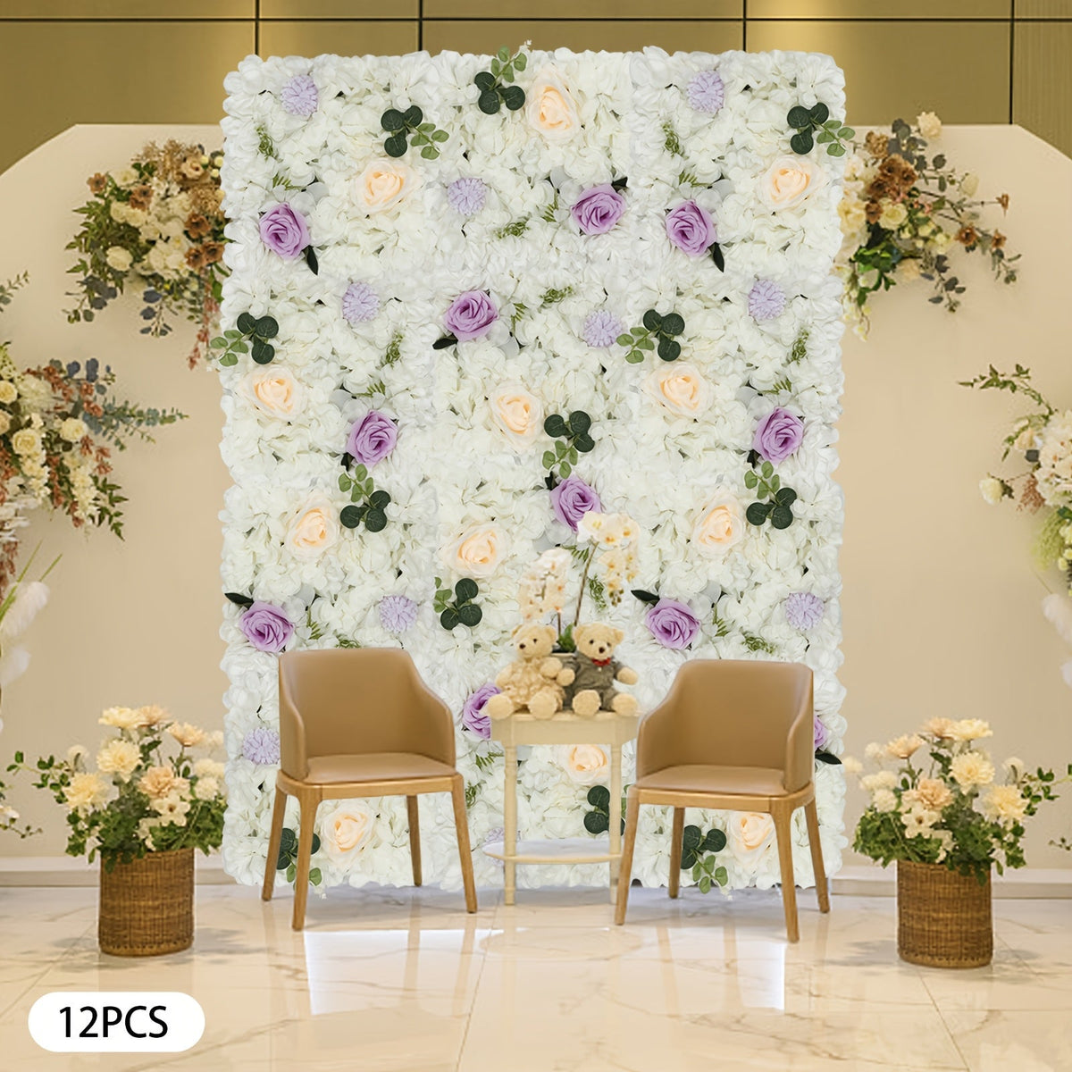 3D Flower Wall Panel-12pcs Artificial Flower Wall Background Rose Mat for Wedding Backdrop Wall Decor Shop Photo Backdrop Floral Wall Arrangement 15 X 15In, 38 X 38Cm