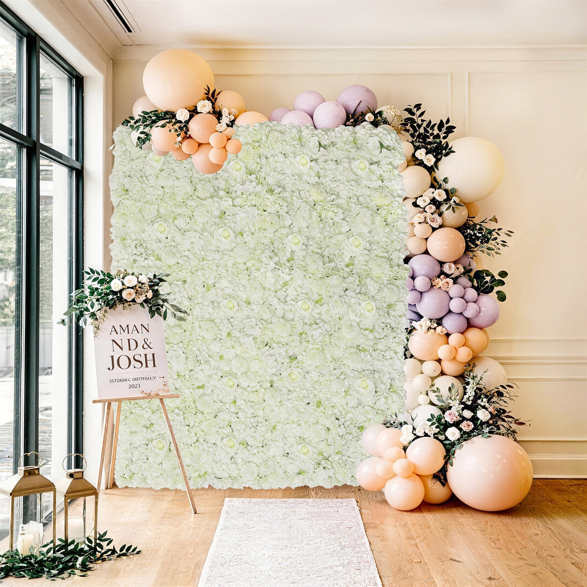 Photography Backdrop 15 X 15 Inch White Flower Wall Panel Background, 3D Simulation Embroidered Ball Flower Wall Pad, Flower Background for Birthday Parties, Weddings, Bride's Gifts, Anniversary Ceremony Decoration (12pcs)