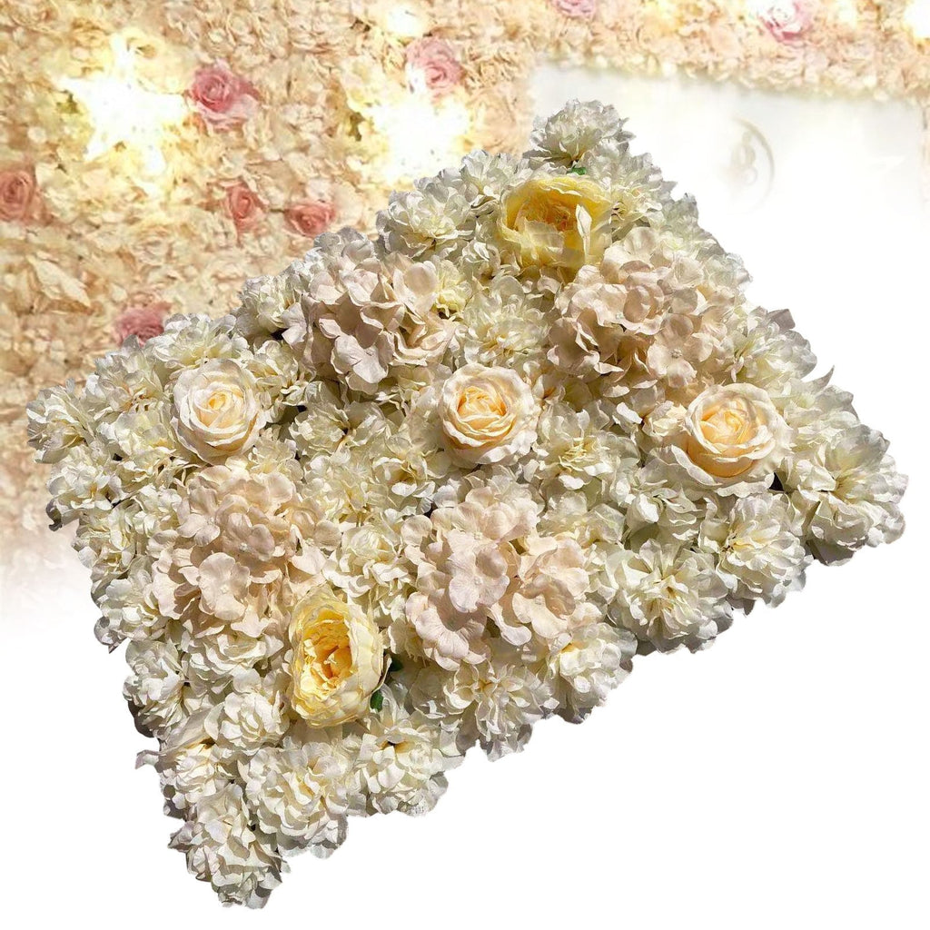 6pcs Plant Wall (15.75*23.62inch) Light Yellow Dahlia + Hydrangea Peony Rose Flower Wall High-Quality Decoration Suitable for Weddings Birthdays Dinner Parties Bridal Showers People Showers Wall Decorations Stores Restaurants Offices Parties