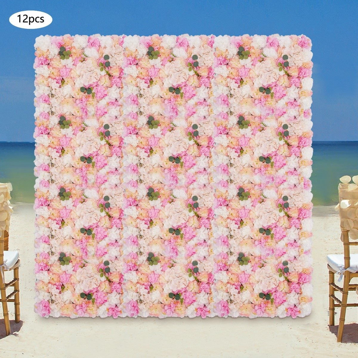 12pcs Artificial Flower Wall Panels Set - Plastic Material, 31ft² Coverage Area - Home, Balcony, Indoor/Outdoor Decoration, Realistic Appearance, Romantic Atmosphere