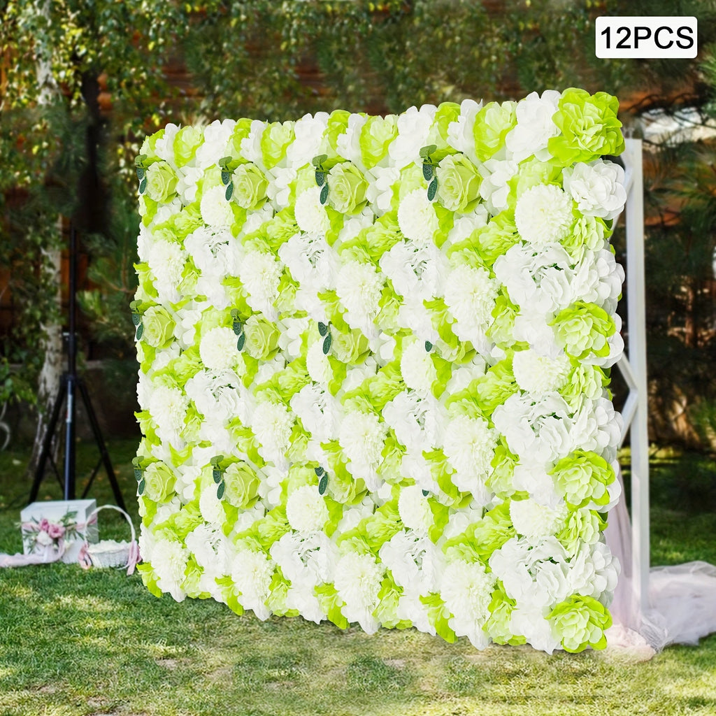 [Flowers Wall Panel] 3D Flowers Wall Panel 15 * 15in Artificial Flower Wall Background Silk Rose Mat