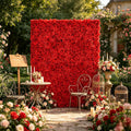 8pcs Red Flower Wall Panels - 3D Realistic Artificial Flower Backdrop, Dense No-Gap Floral Decor for Weddings, Baby Showers, Bridal Showers, Parties, Photography Background, Home & Event Use, Reusable And Easy to Install