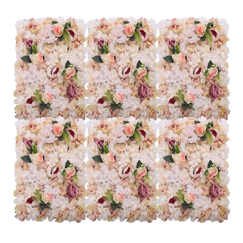 Flower Wall, Artificial Flowers, 6pcs Champagne Pink And Autumn Yellow Peony Rose Wall, Rich Layered Floral Layout, Cuttable Design, Romantic Blessing Meaning, for Wedding Backdrop Party Scene Decoration