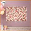 12pcs Artificial Vine Wall Panels with 100 Ties Autumn-Tone Dahlias, Mini Roses & Champagne Hydrangeas 14.96x14.96inch, Artificial Flowers Wall Panels, Decoration, Suitable for Various Party Decorations Such as Bridal Showers, Birthday Parties