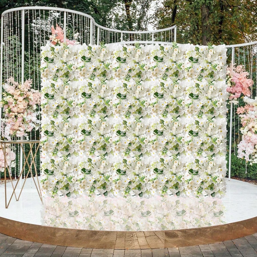 2pcs Flower Wall Panel Floral Backdrop, Flower Wall Decor, 13.8" X 13.8" Rose Wall, Artificial Flower Wall Backdrop Faux Flower Panel for Wedding, Party, Home