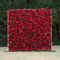 Elysia: 3D Luxury Burgundy Silk Rose Flower Wall Roll-Up Fabric Backdrop for Romantic Weddings & Events Free Shipping