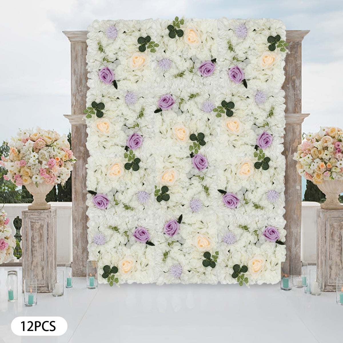 3D Flower Wall Panel-12pcs Artificial Flower Wall Background Rose Mat for Wedding Backdrop Wall Decor Shop Photo Backdrop Floral Wall Arrangement 15 X 15In, 38 X 38Cm