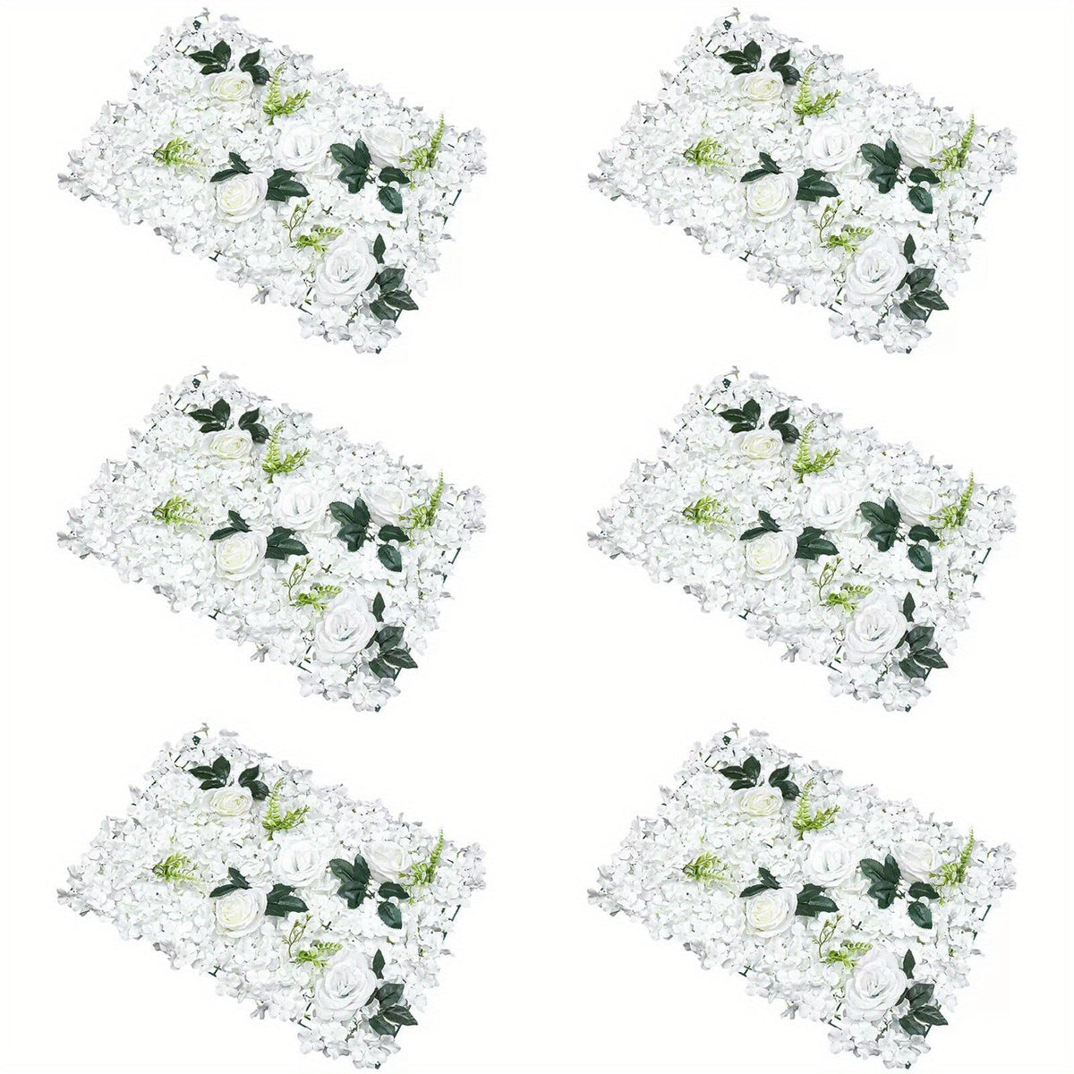 6pcs Artificial Flower Wall Pane Rose Wedding Backdrop Decor White