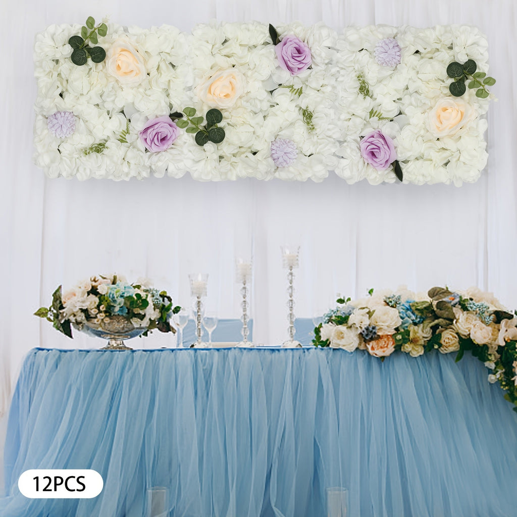 3D Flower Wall Panel-12pcs Artificial Flower Wall Background Rose Mat for Wedding Backdrop Wall Decor Shop Photo Backdrop Floral Wall Arrangement 15 X 15In, 38 X 38Cm