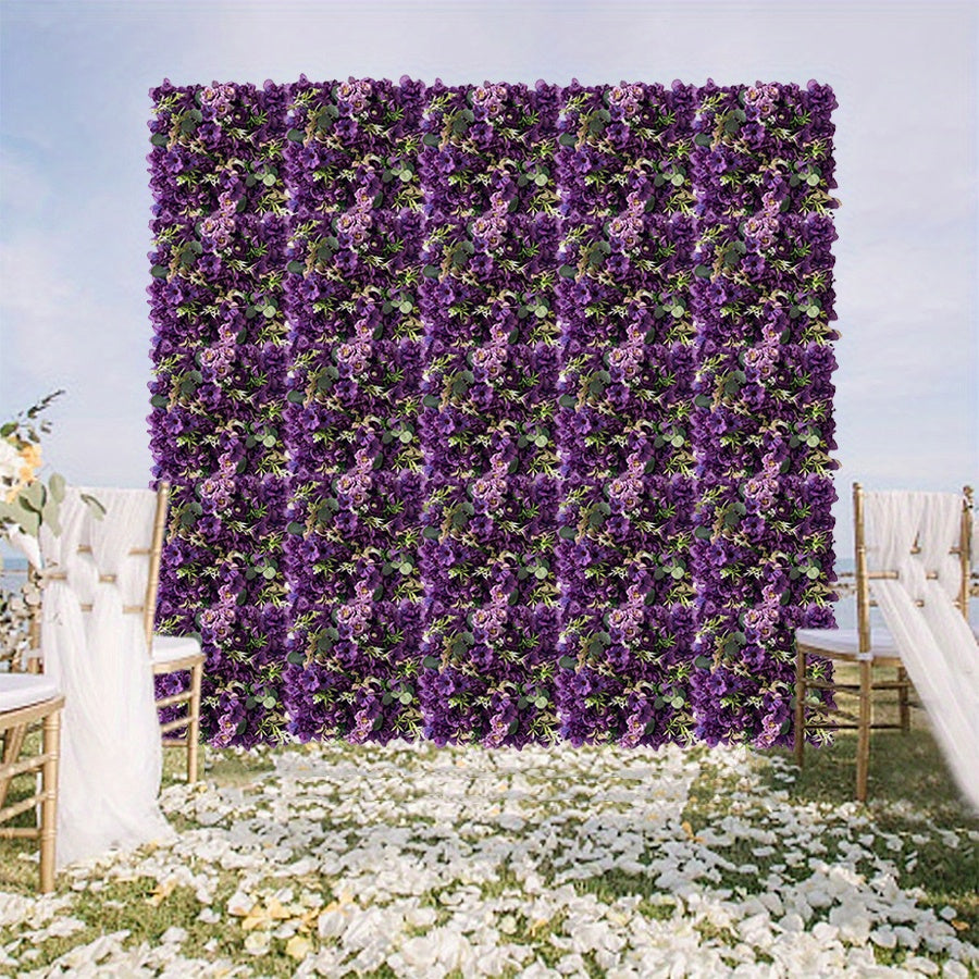 2pcs Flower Wall Panel Floral Backdrop, Flower Wall Decor, 13.8" X 13.8" Rose Wall, Artificial Flower Wall Backdrop Faux Flower Panel for Wedding, Party, Home