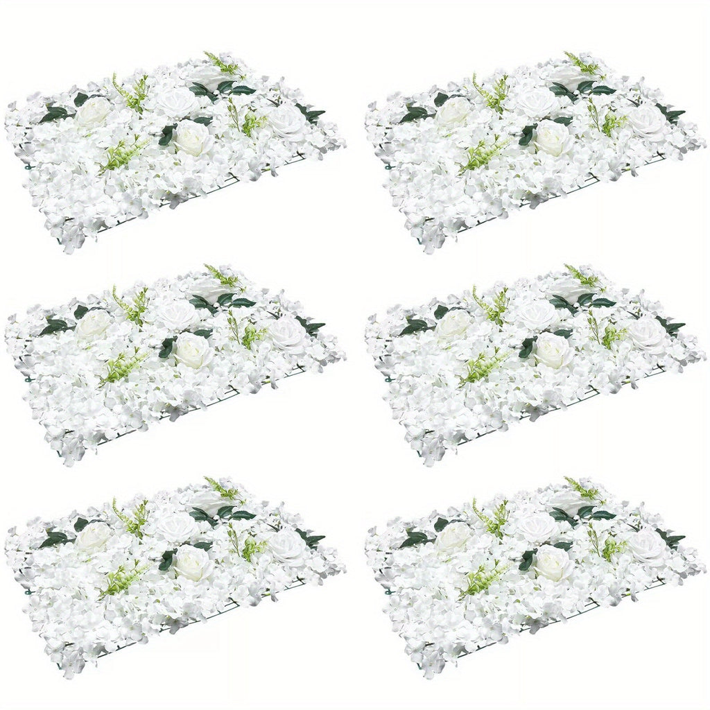 6pcs Artificial Flower Wall Pane Rose Wedding Backdrop Decor White