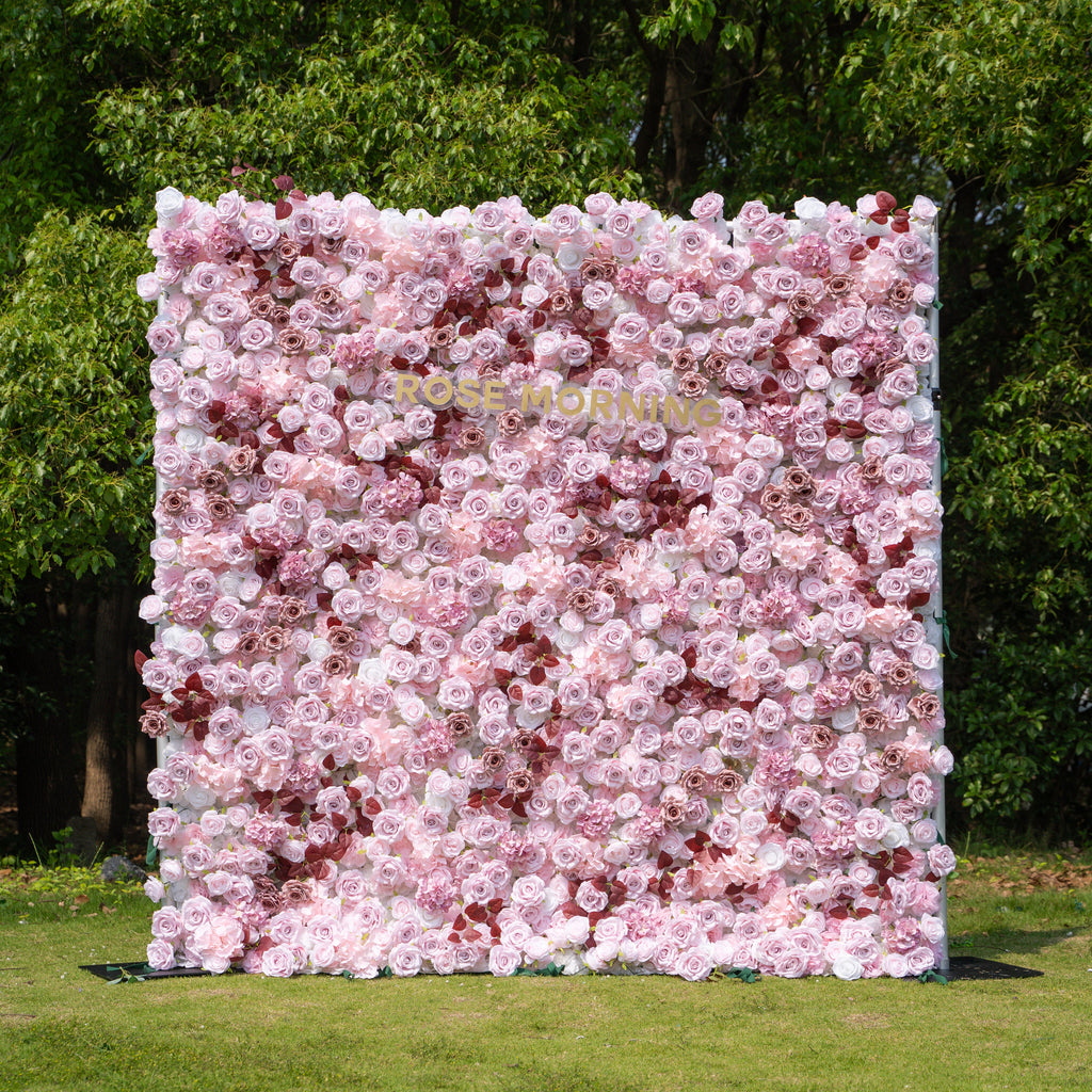 Hush：4D Fabric Artificial zip up curtain flower wall 8ft*8ft Free Shipping