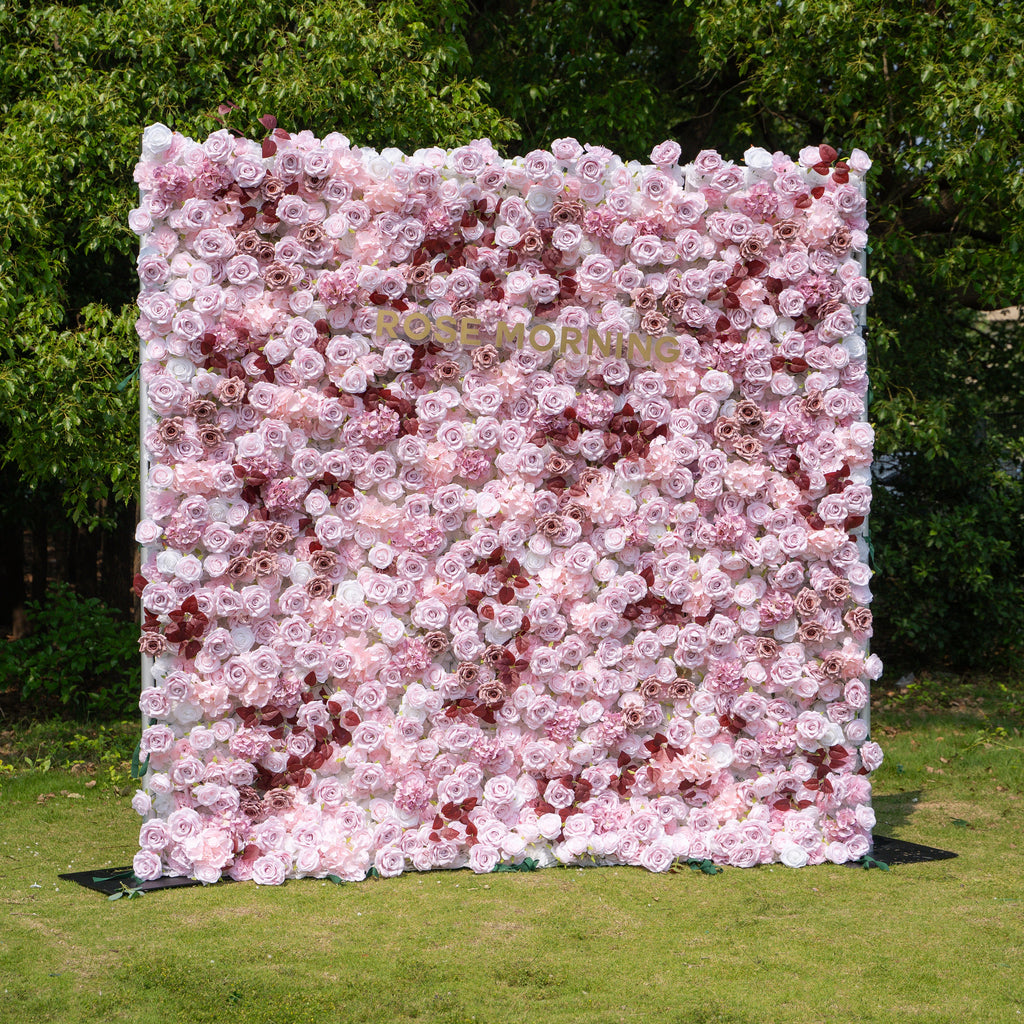 Hush：4D Fabric Artificial zip up curtain flower wall 8ft*8ft Free Shipping