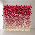 Flower Wall Backdrop [Raspberry Blush Ombre Rose Dual-Sided Roll-Up Fabric Panel] for Ceremony & Photo Booth