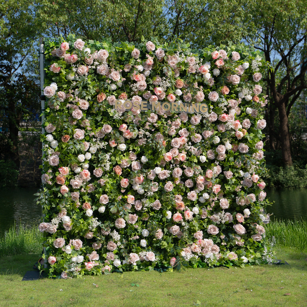 Joel：5D Fabric Artificial rolling up curtain flower wall (Ready to ship) Free Shipping